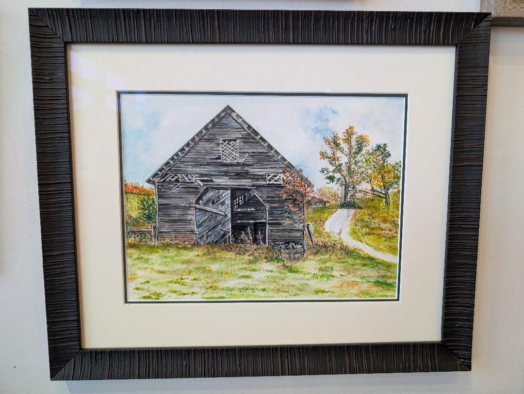 Original framed watercolor "Lattice Window"