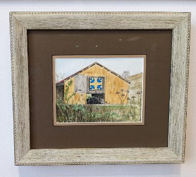 Original framed watercolor "Bluebird Barn"