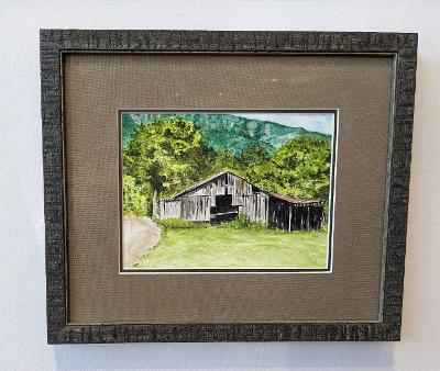 Original framed watercolor "Mountain View"