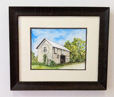 Original framed watercolor "Peaceful Barn"