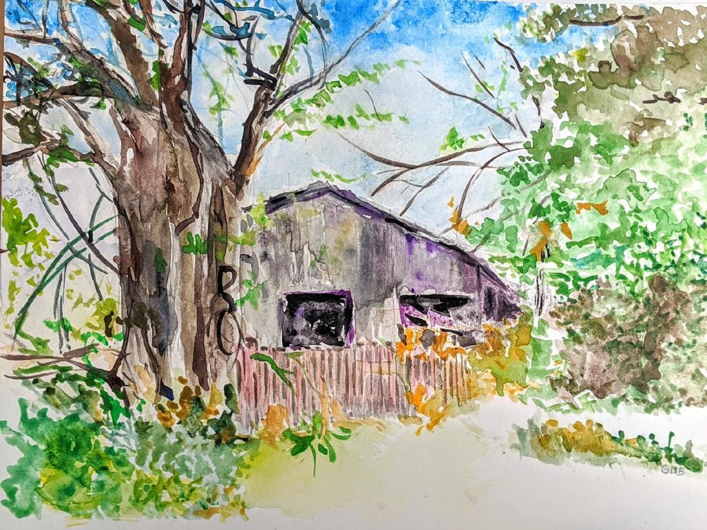 Original Framed Watercolor "Purple Haze"