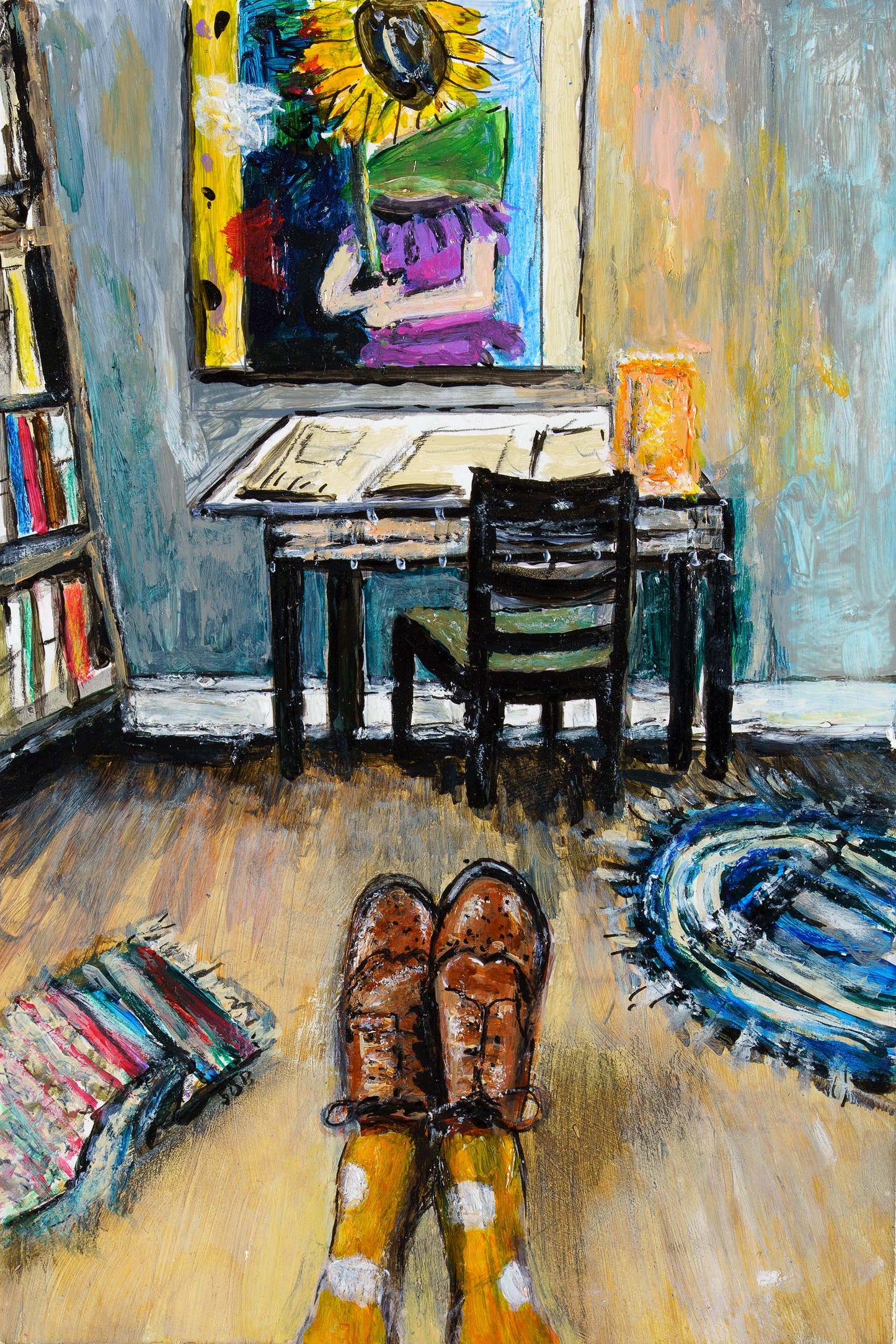 Original framed acrylic "Stay-Cation"