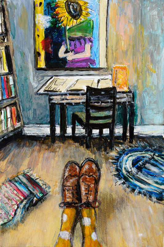 Original framed acrylic "Stay-Cation"