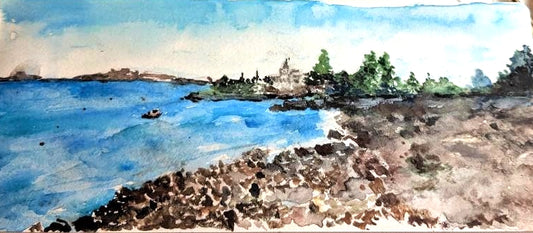 Original framed watercolor Shades of Maine