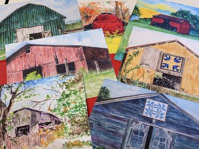 Barn Note Card Set - Colors - Pk /7